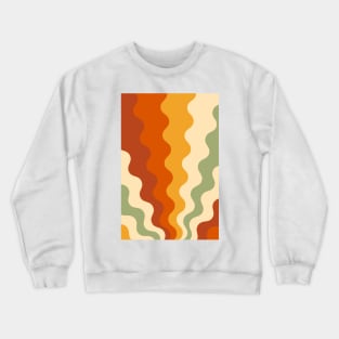 70s Retro Groovy Lines Seamless Pattern Yellow, Orange, Brown and Green Crewneck Sweatshirt